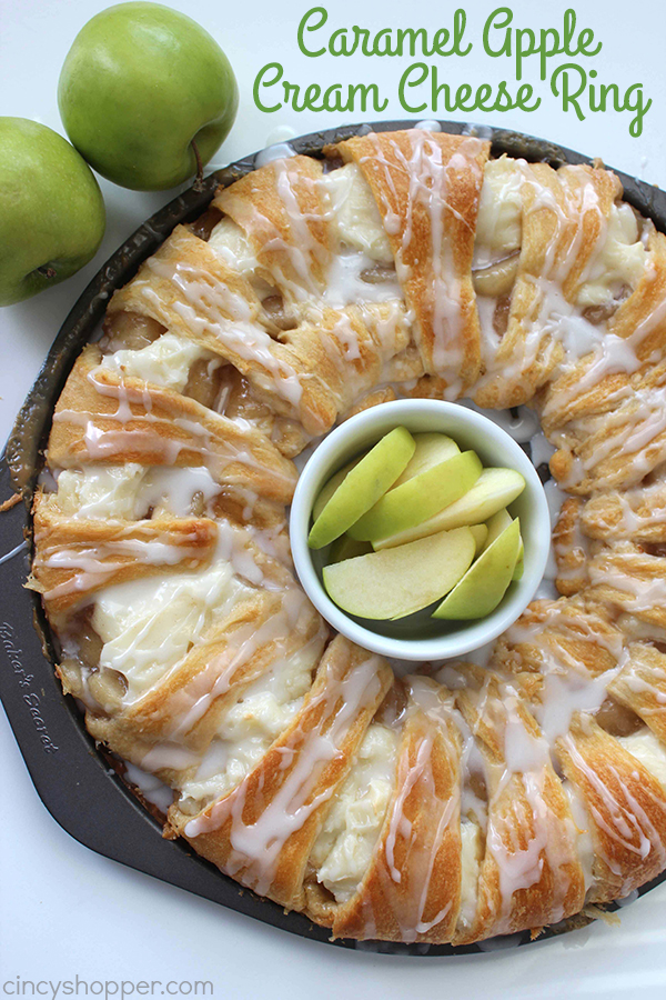 CARAMEL APPLE CREAM CHEESE CRESCENT RING - Maria's Mixing Bowl