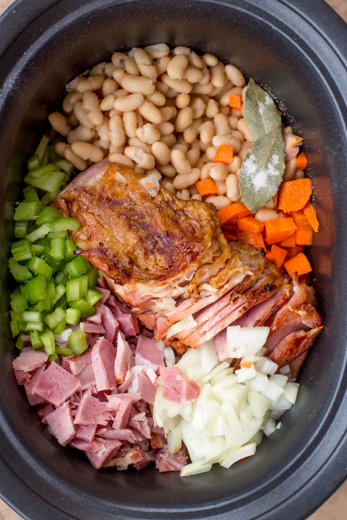 SLOW COOKER HAM AND WHITE BEAN SOUP - Maria's Mixing Bowl