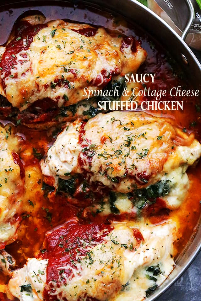 Saucy Spinach and Cottage Cheese Stuffed Chicken - Maria's 