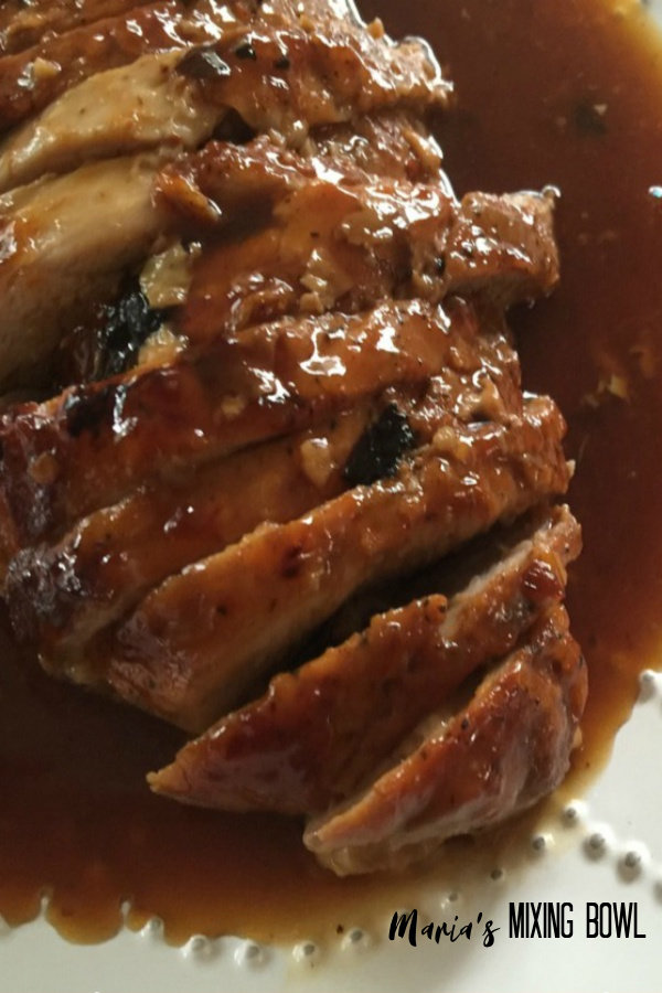 Pork tenderloin roast in white plate