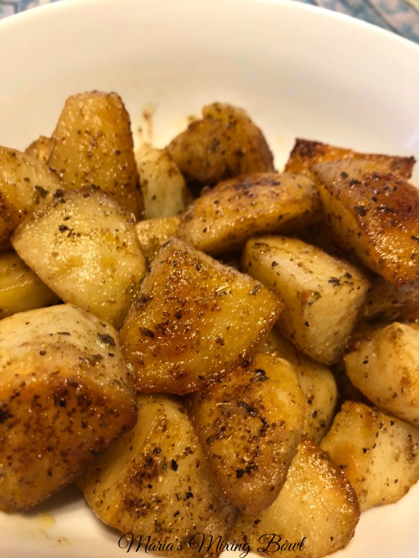 ranch potatoes in a bowl on table 