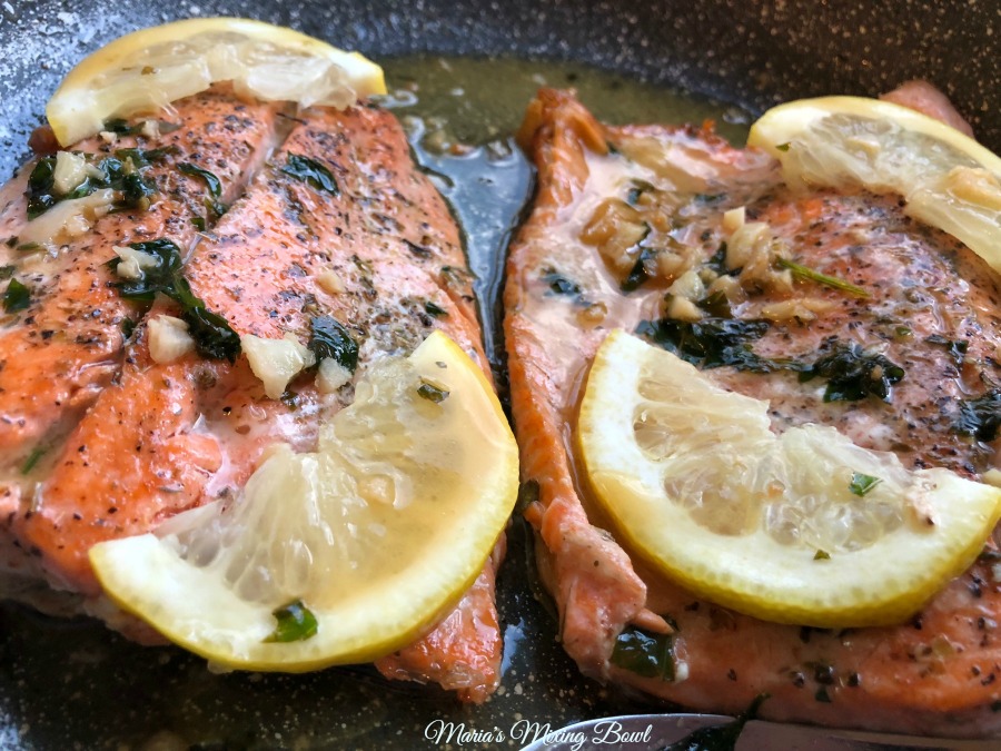 Trout with Garlic Lemon Butter Herb Sauce