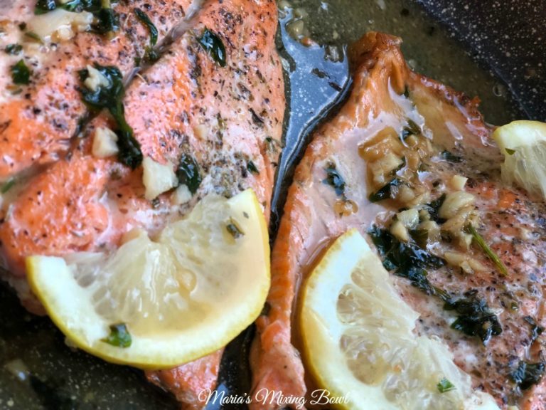 Trout with Garlic Lemon Butter Herb Sauce Maria's Mixing Bowl