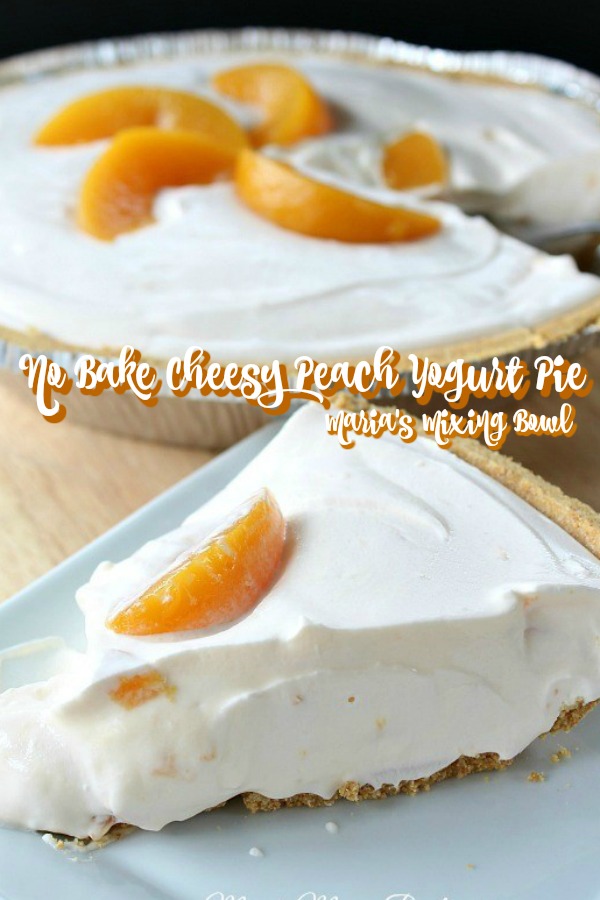 No Bake Cheesy Peach Yogurt Pie