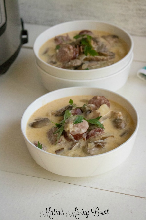 Instant Pot Kielbasa Mushroom and Potato Soup Maria's Mixing Bowl