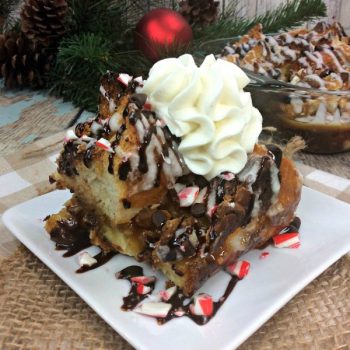 Chocolate Chip Candy Cane French Toast Casserole