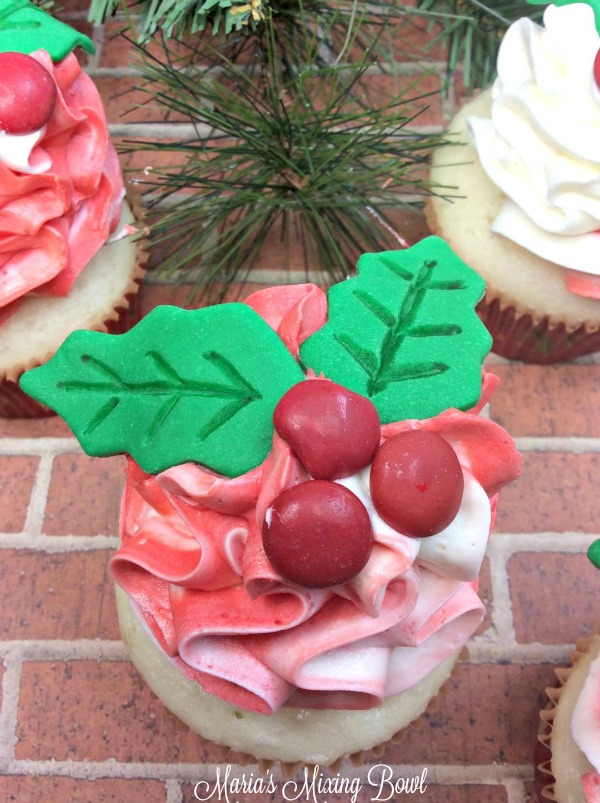 Christmas Holly Cupcakes