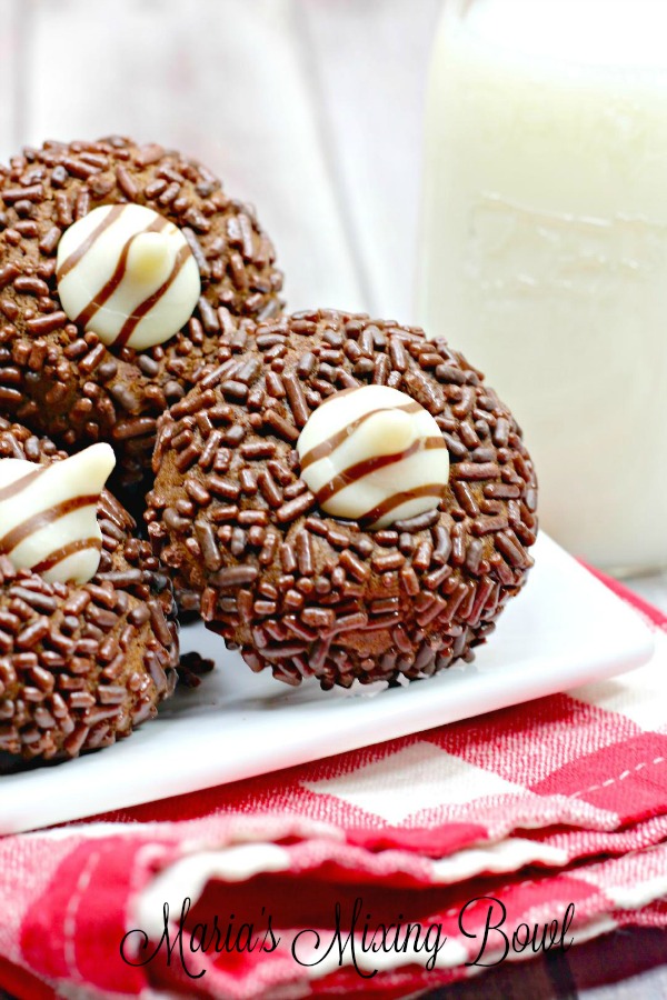 Chocolate Sprinkle Thumbprint Cookies