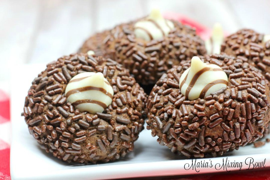 Chocolate Sprinkle Thumbprint Cookies