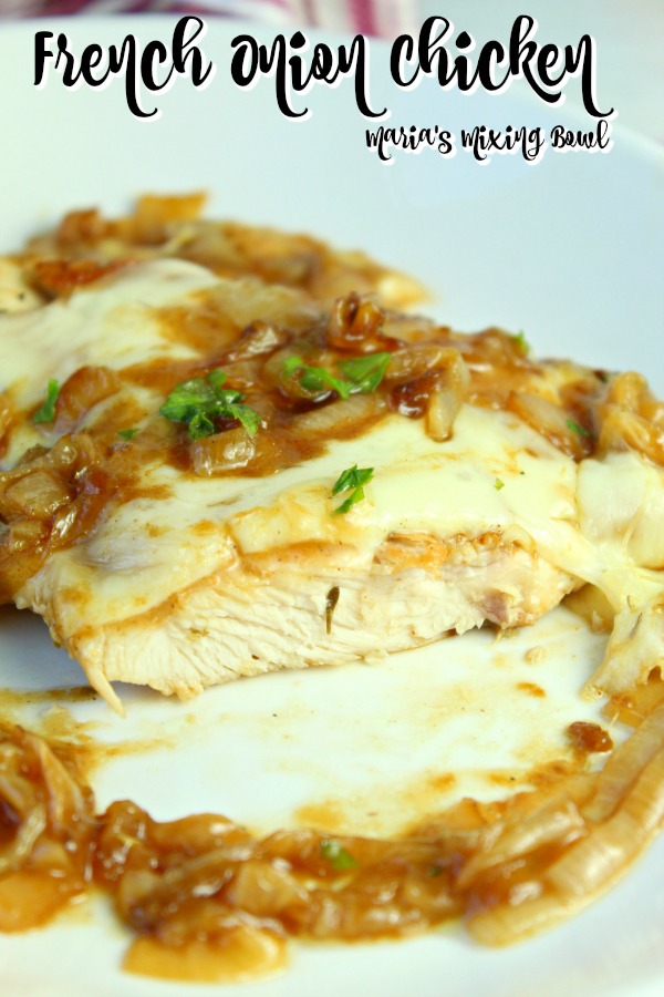 Sliced French Onoin chicken on white plate