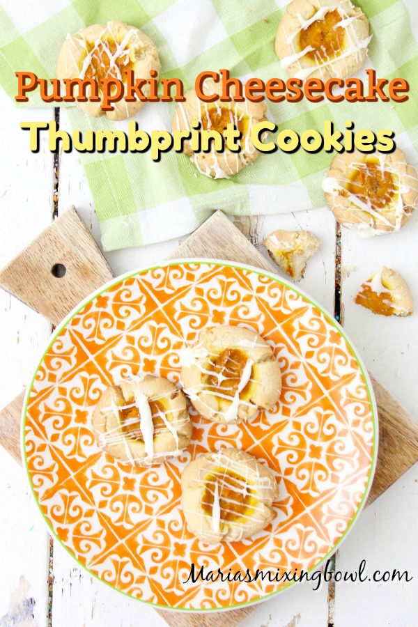 Pumpkin Cheesecake Thumbprint Cookies