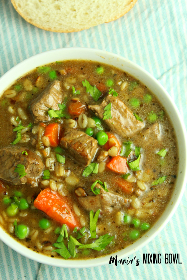 bowl of beef barley soup
