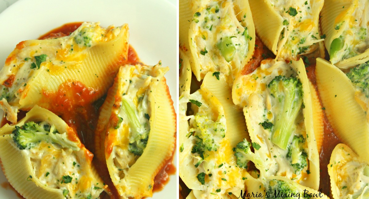 Chicken Broccoli Alfredo Stuffed Shells Maria's Mixing Bowl