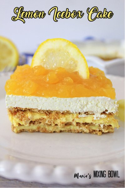 Lemon Icebox Cake on a white plate