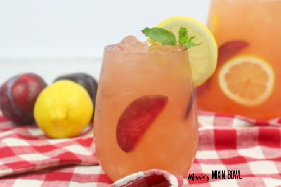 Citrus Plum Whiskey Smash with lemon and plums