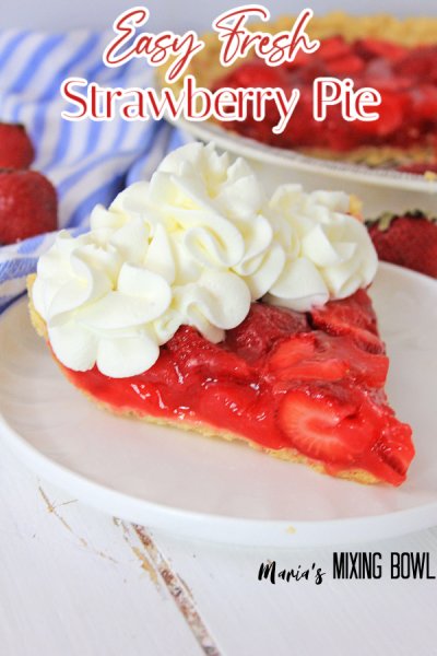 Easy Fresh Strawberry Pie on a white plate