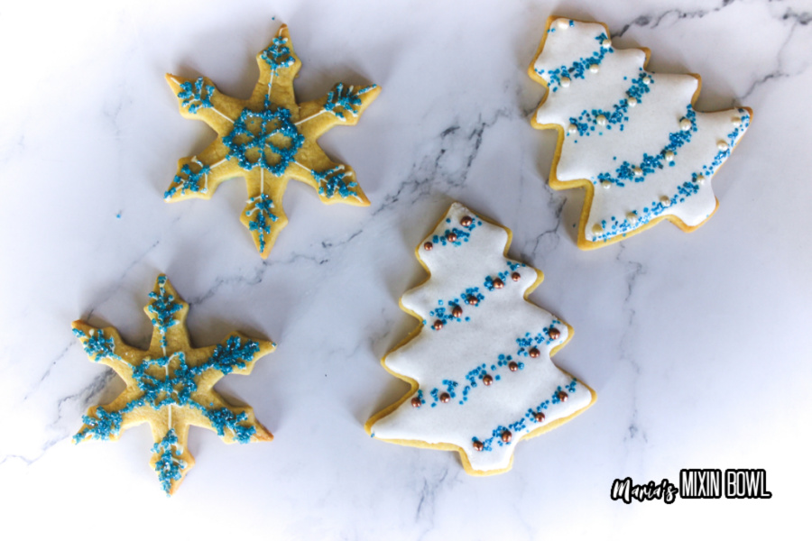 decorated cookies on a marble surface