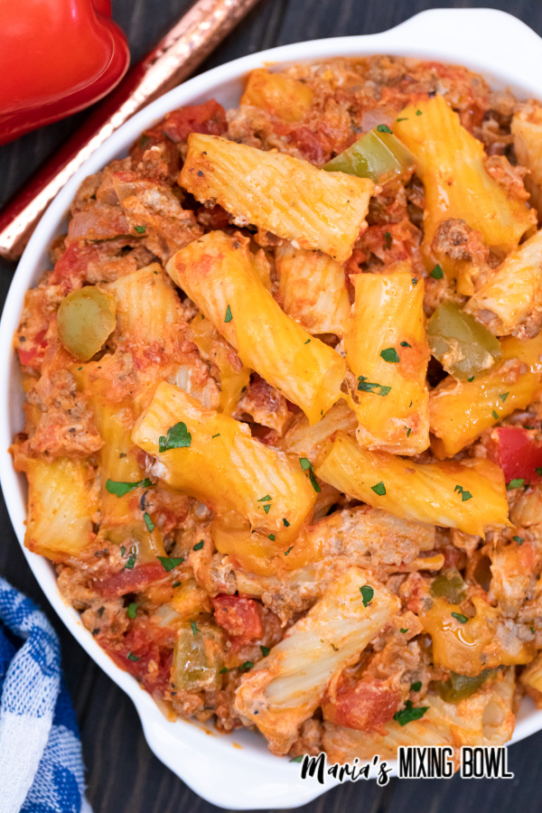 Cheesy Cream Cheese Hamburger Pasta Casserole Maria S Mixing Bowl