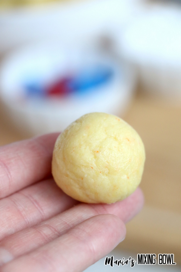 Cake mix rolled into a ball