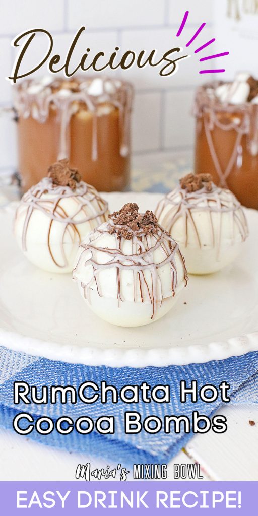 RumChata Cocoa Bombs with topping on a white plate