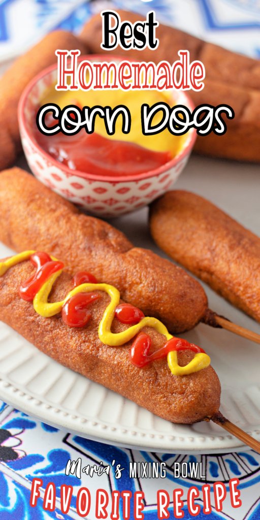 Homemade corn dogs on plate
