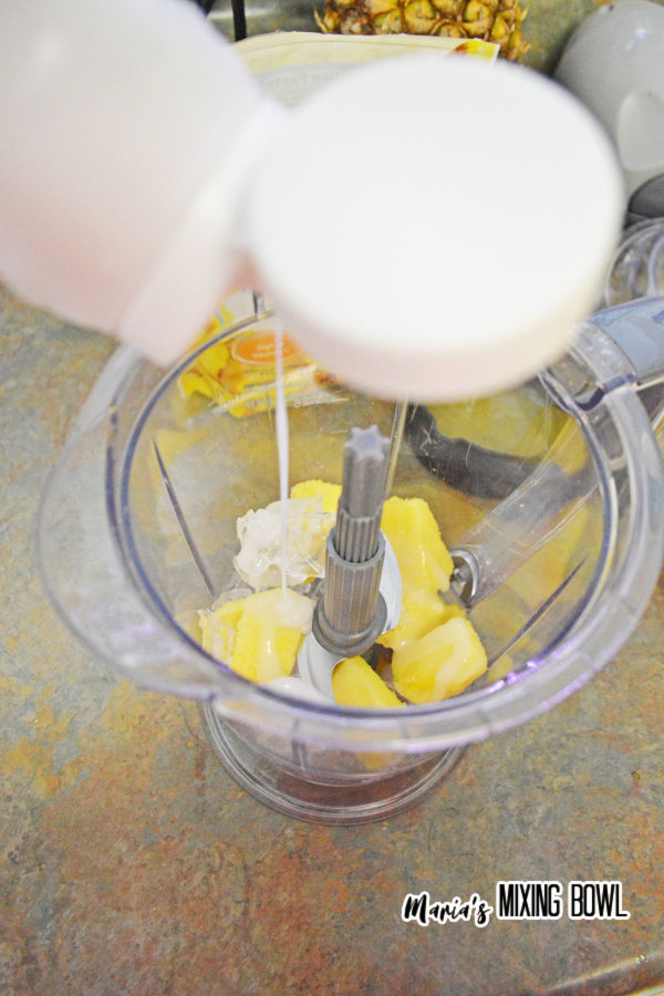 cream of coconut added to blender