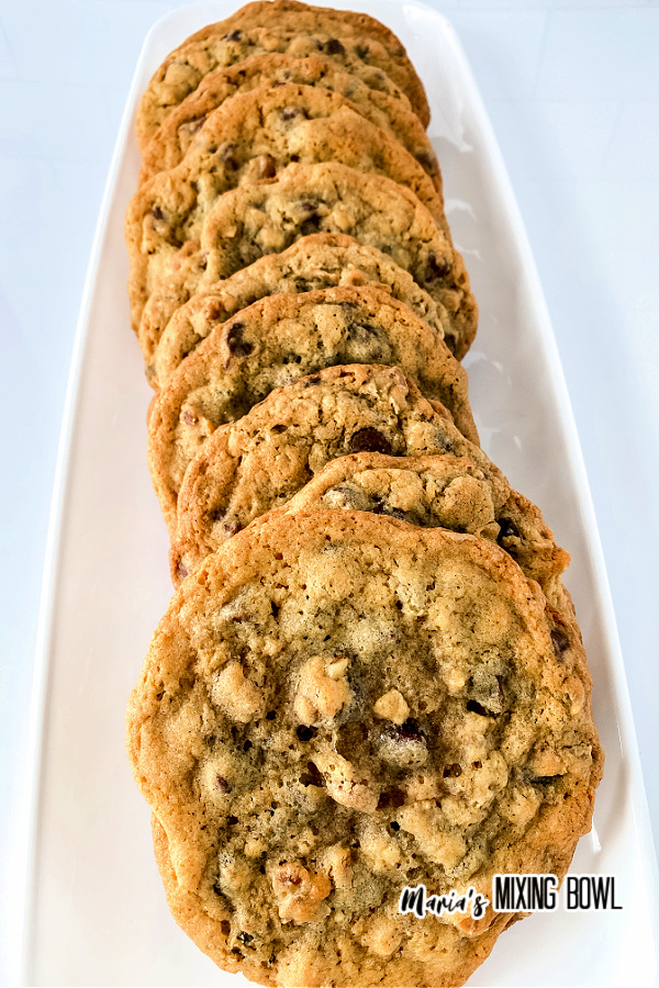 Copycat doubletree chocolate chip cookies on white plate