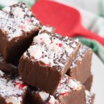Microwave 1peppermint Fudge with candy cane and red spoon