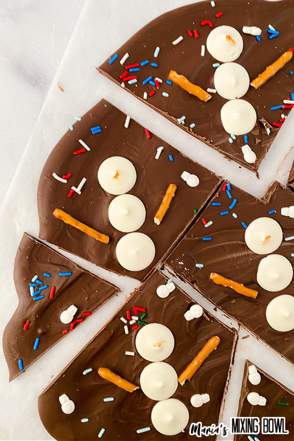 Closeup overhead shot of pieces of snowman bark