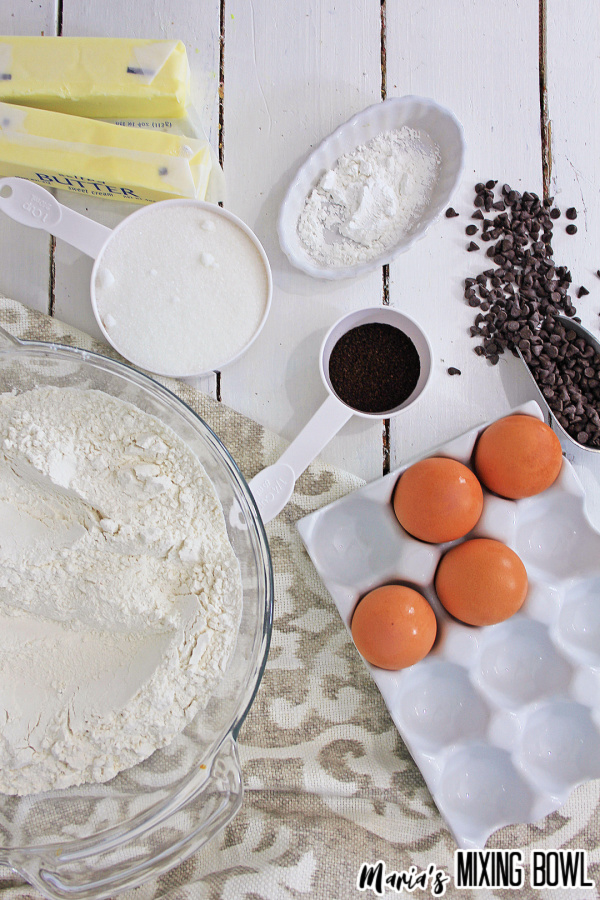 ingredients for cappuccino chocolate chip bread