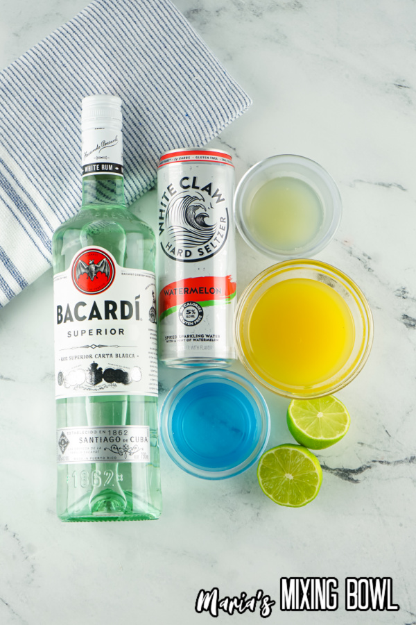 Flat lay of cocktail ingredients
