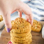 Air Fryer Peanut Butter Cookies on a wood board