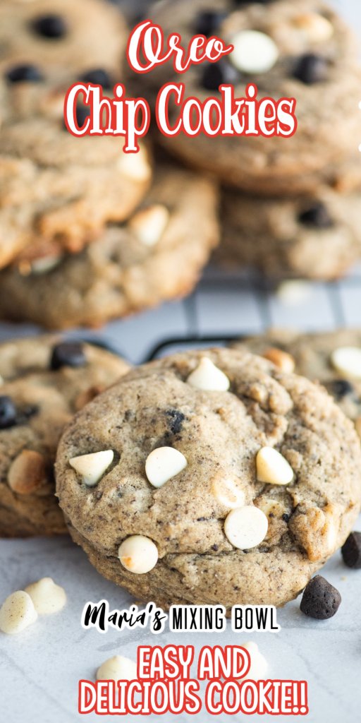 Oreo Chip Cookies on a cooling rack