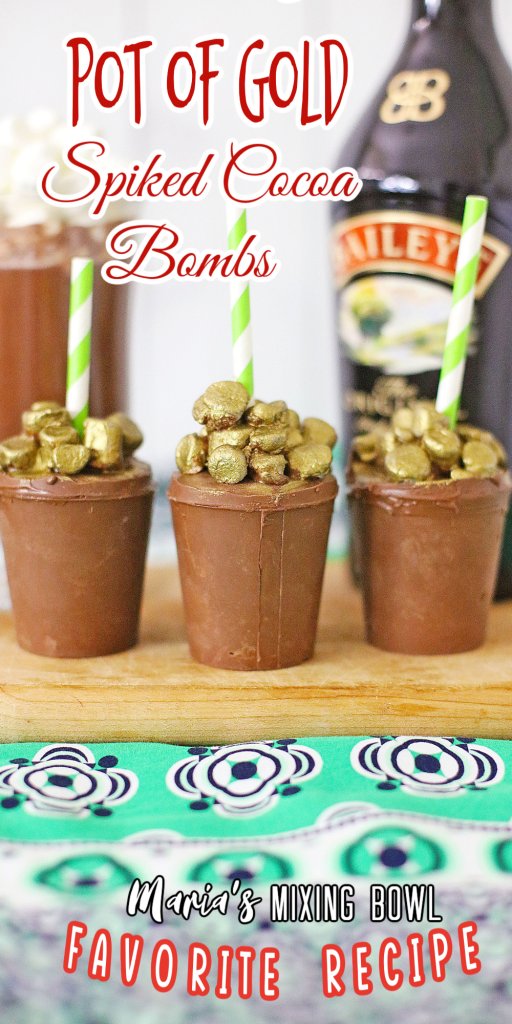 Closeup shot of three spiked hot chocolate bombs