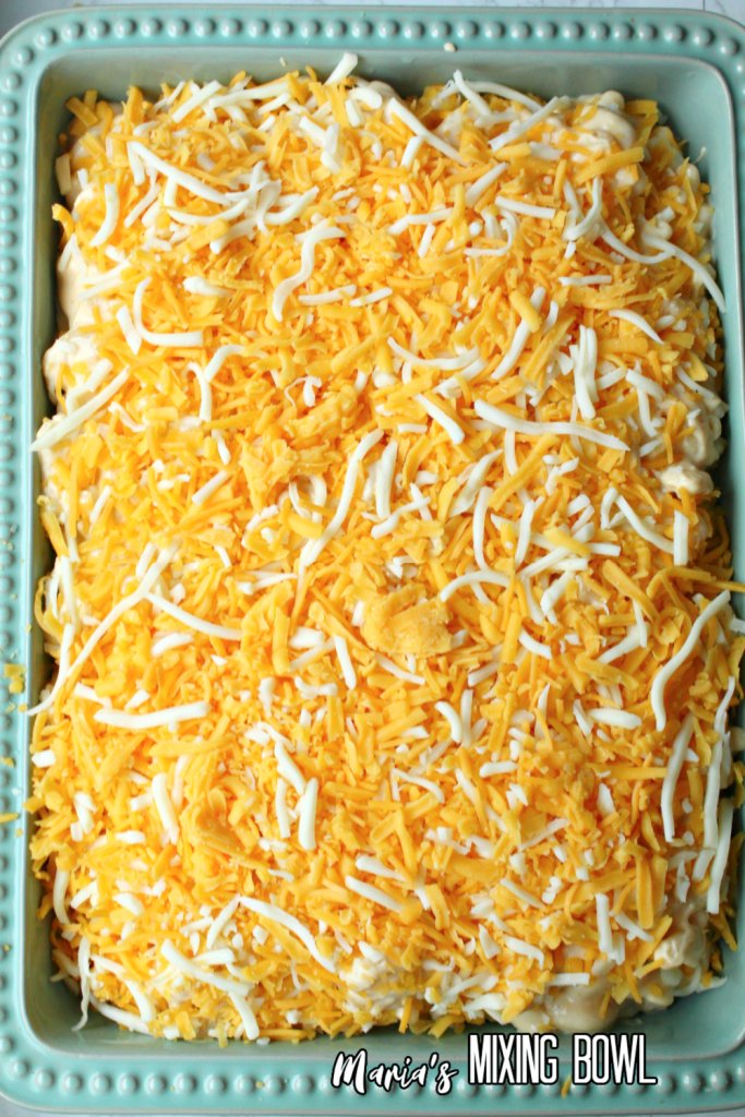 Creamy Baked Mac and Cheese with cheese before baking