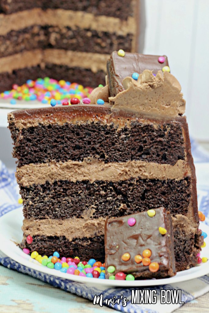 Chocolate Cosmic Brownie Cake on white plate
