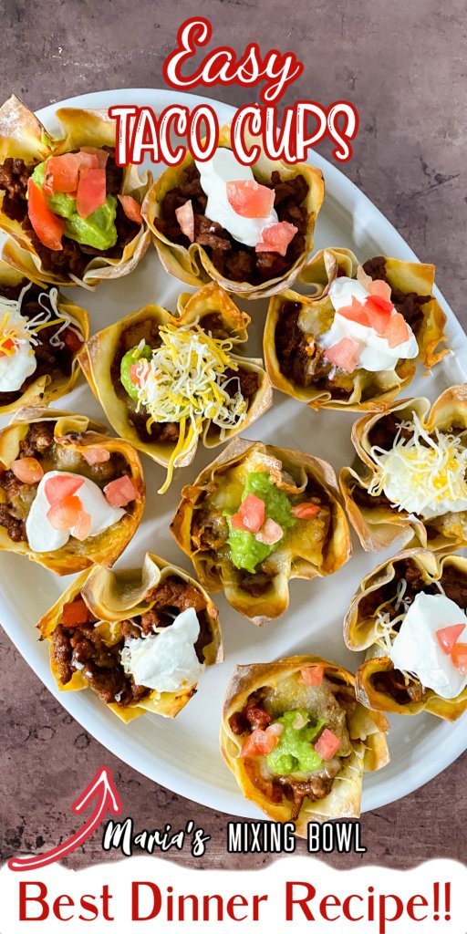 Easy Taco Cups Recipe on a white platter