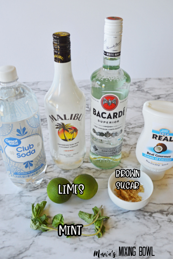 Mojito ingredients on table