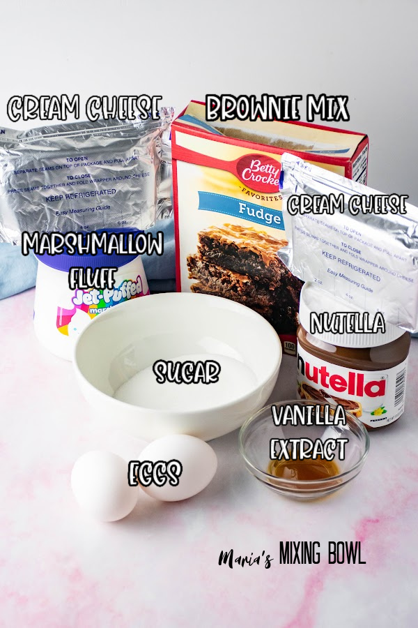 Ingredients for Nutella Cheesecake Brownies