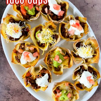 Easy Taco Cups Recipe on a white oval platter