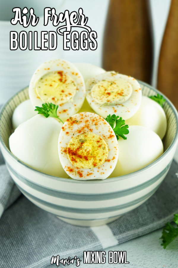 Air fryer boiled eggs in bowl