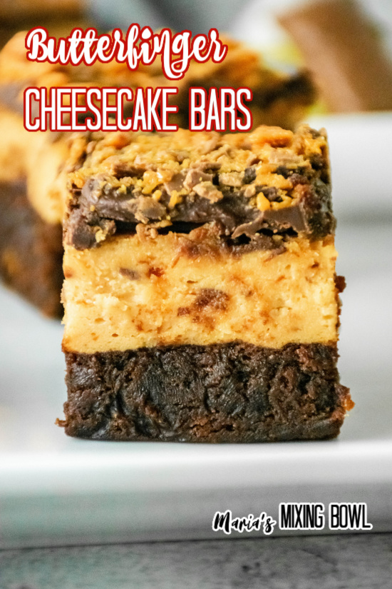 Brownie Bottom Butterfinger Cheesecake Bars