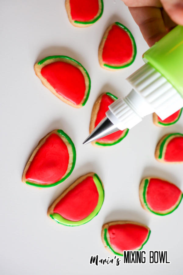 decorating Watermelon Sugar Cookies