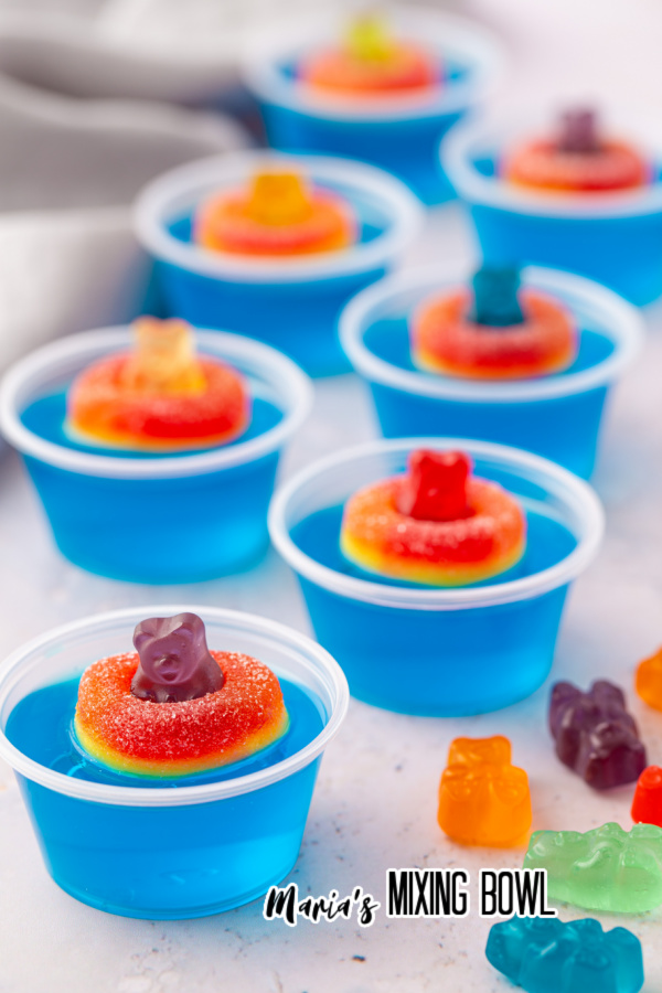 Pool Party Jello Shots with gummies