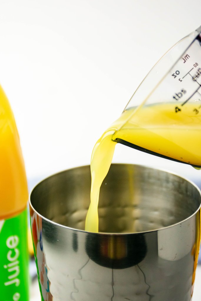 juices poured in shaker