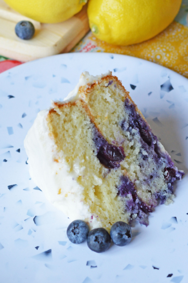 close up of Lemon Blueberry Cake