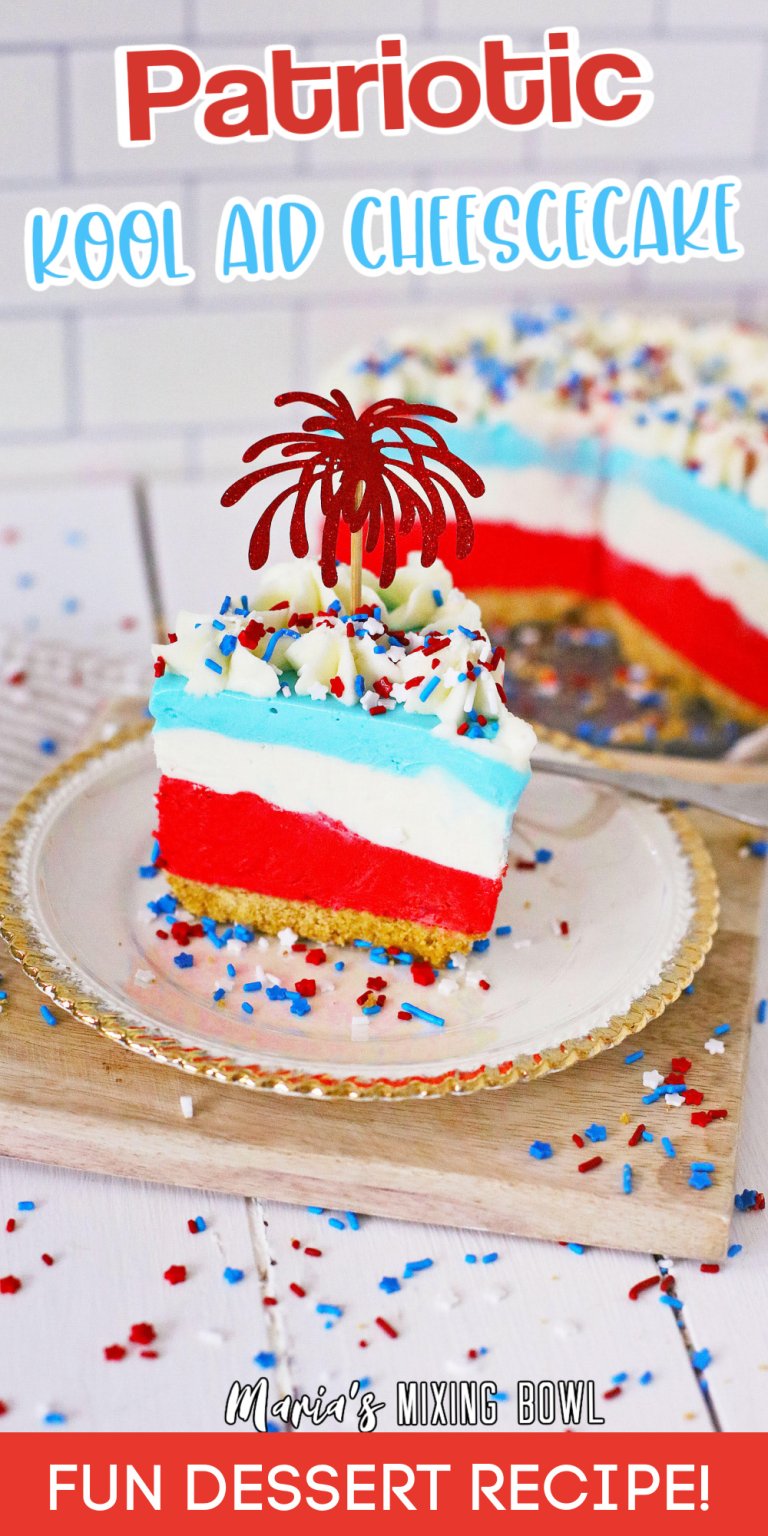 Patriotic Kool Aid Cheesecake - Maria's Mixing Bowl