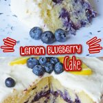 Lemon Blueberry Cake on plate and board
