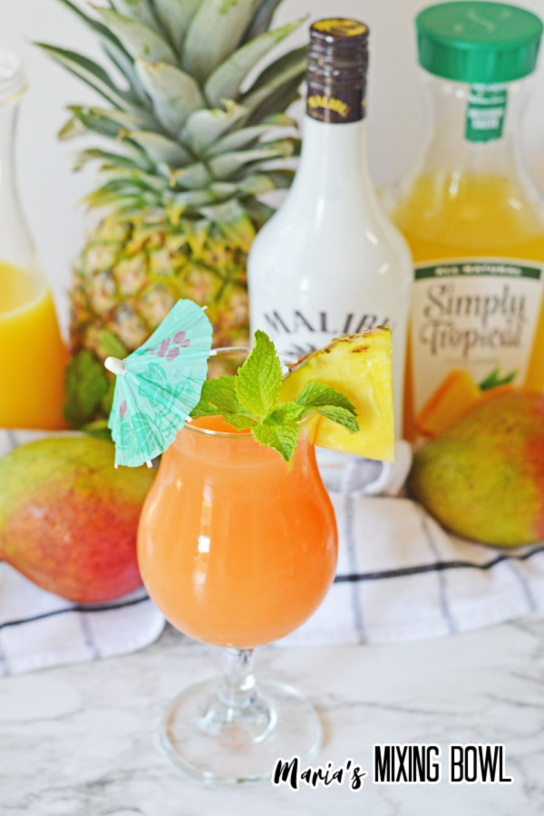 Pineapple Rum Punch with Mango - Maria's Mixing Bowl