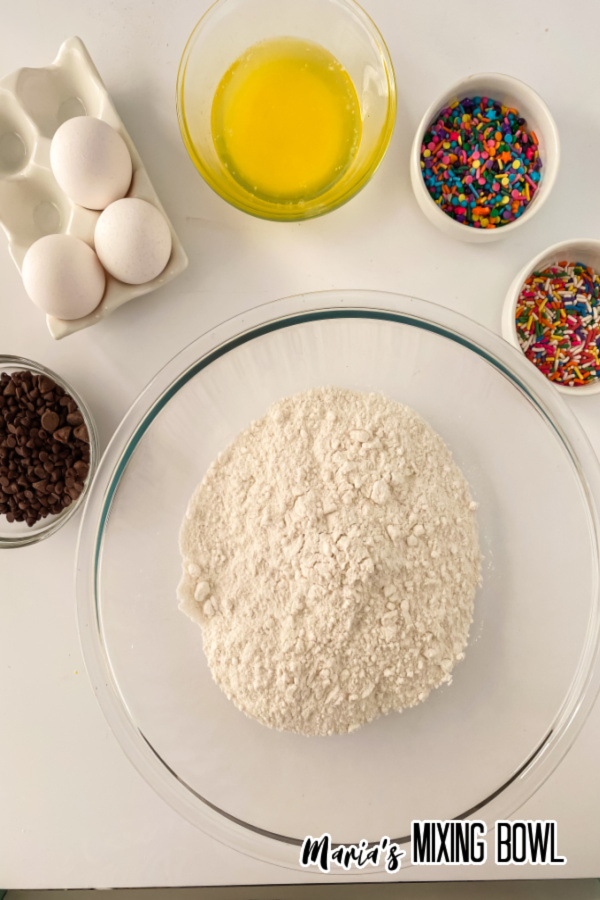 ingredients for Funfetti Chocolate Chips Cookies